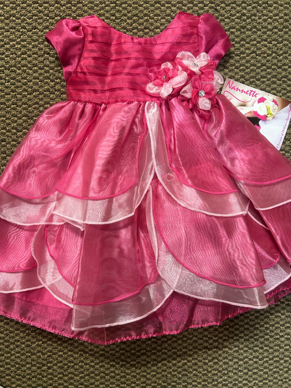 Nannette Pink Layered Organza Flower Girl Dress